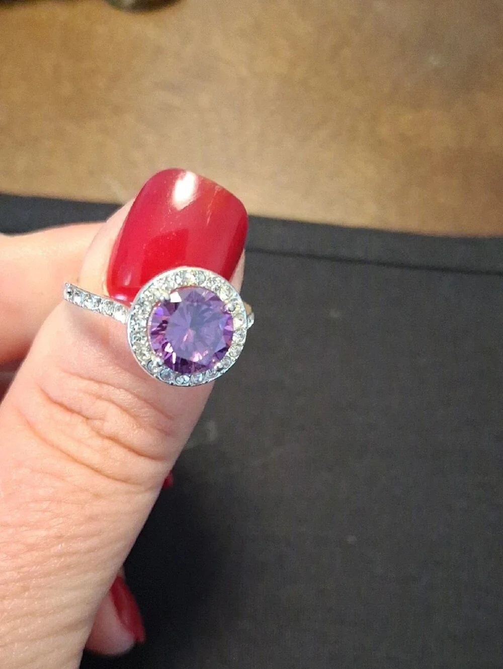 Silver Ring with Purple Center Stone